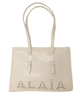 Alaia White Cutout Patent Leather Handbag