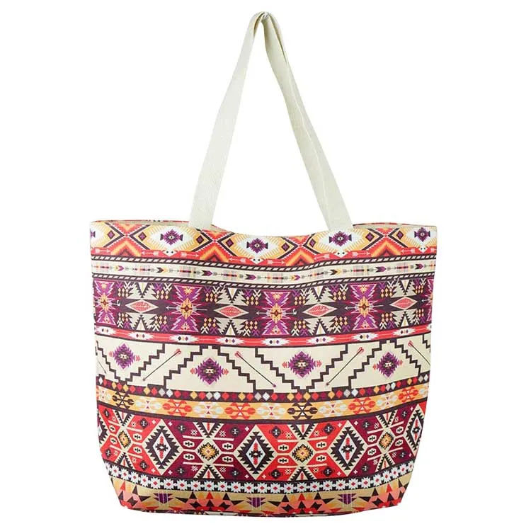 Aztec Pattern Beach Tote Bag