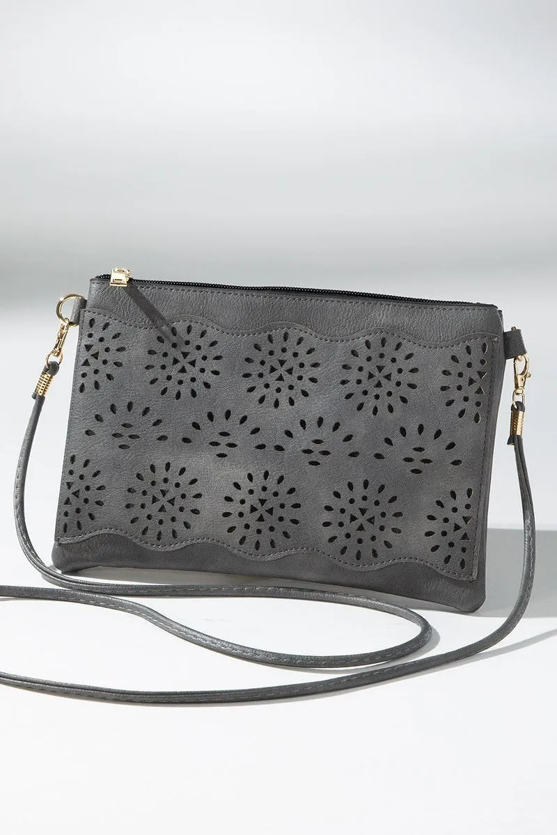 Bag026 Laser Cutout Shoulder Bag Charcoal