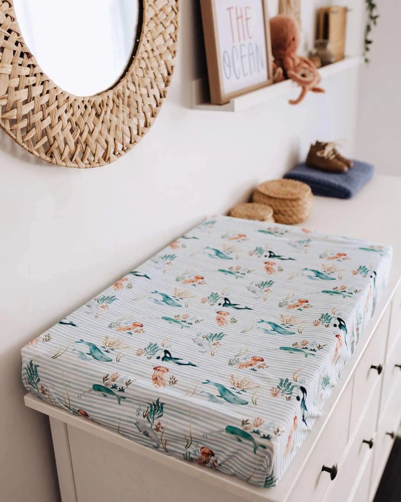 Bassinet & Change Pad Cover | Whale