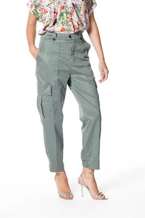 Birkin pantalone cargo donna in raso stretch con borchie curvy