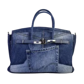 Birkin Style Jean Handbag - Available in 4 sizes