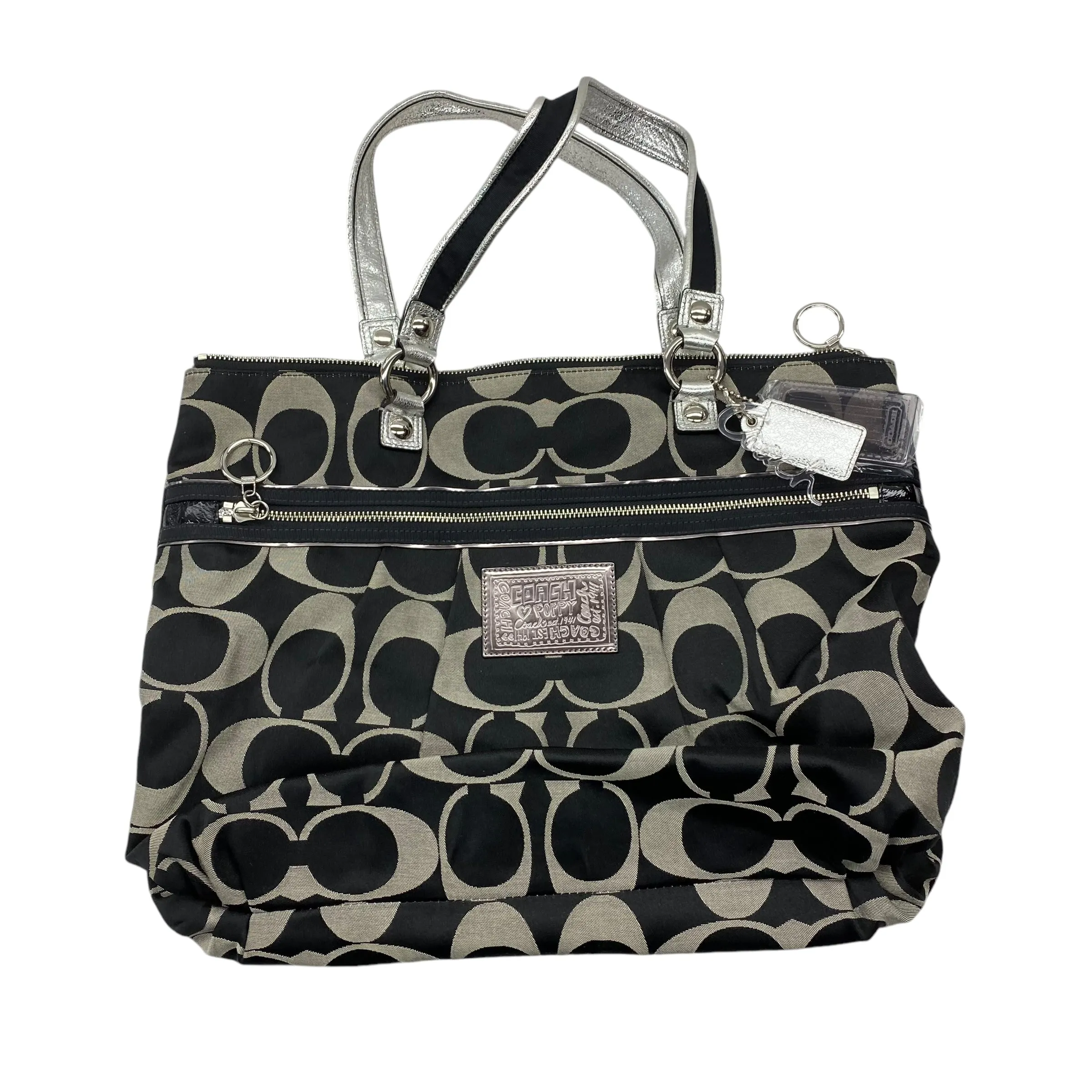 BLACK & GREY HANDBAG DESIGNER by COACH Size:LARGE