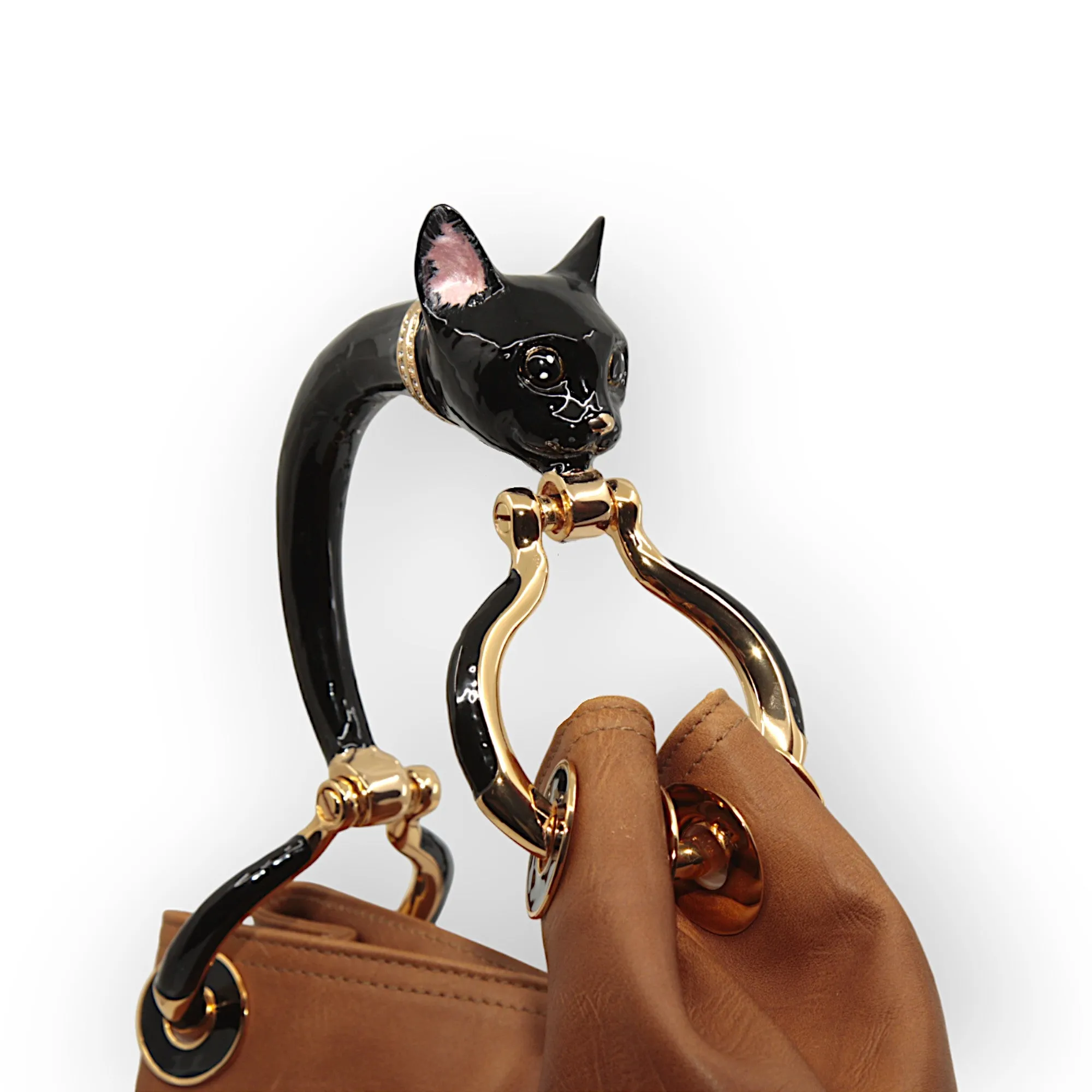 BLACK CAT SMALL HANDBAG IN HIGHT QUALITY LEATHER