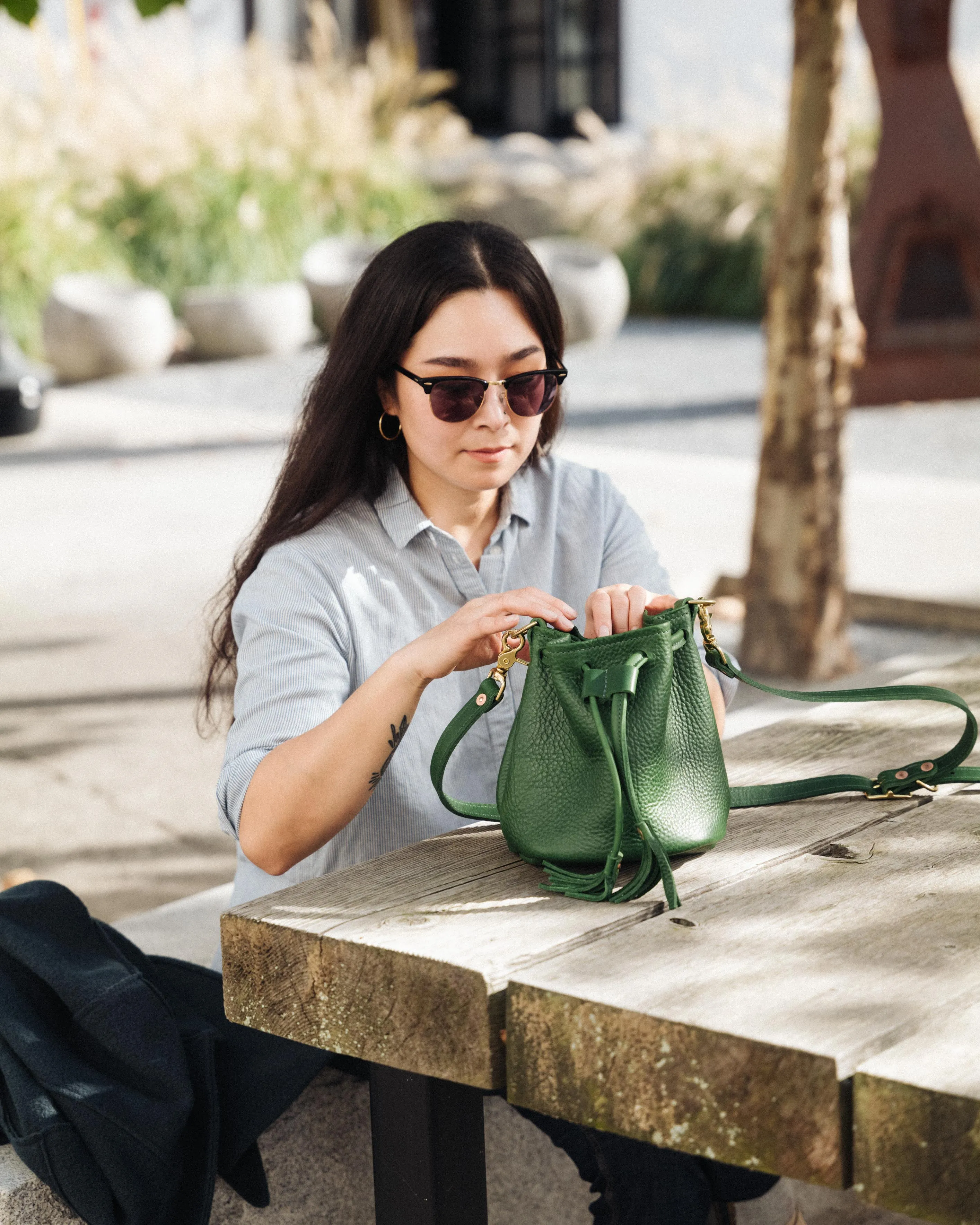 Black Cypress Mini Bucket Bag