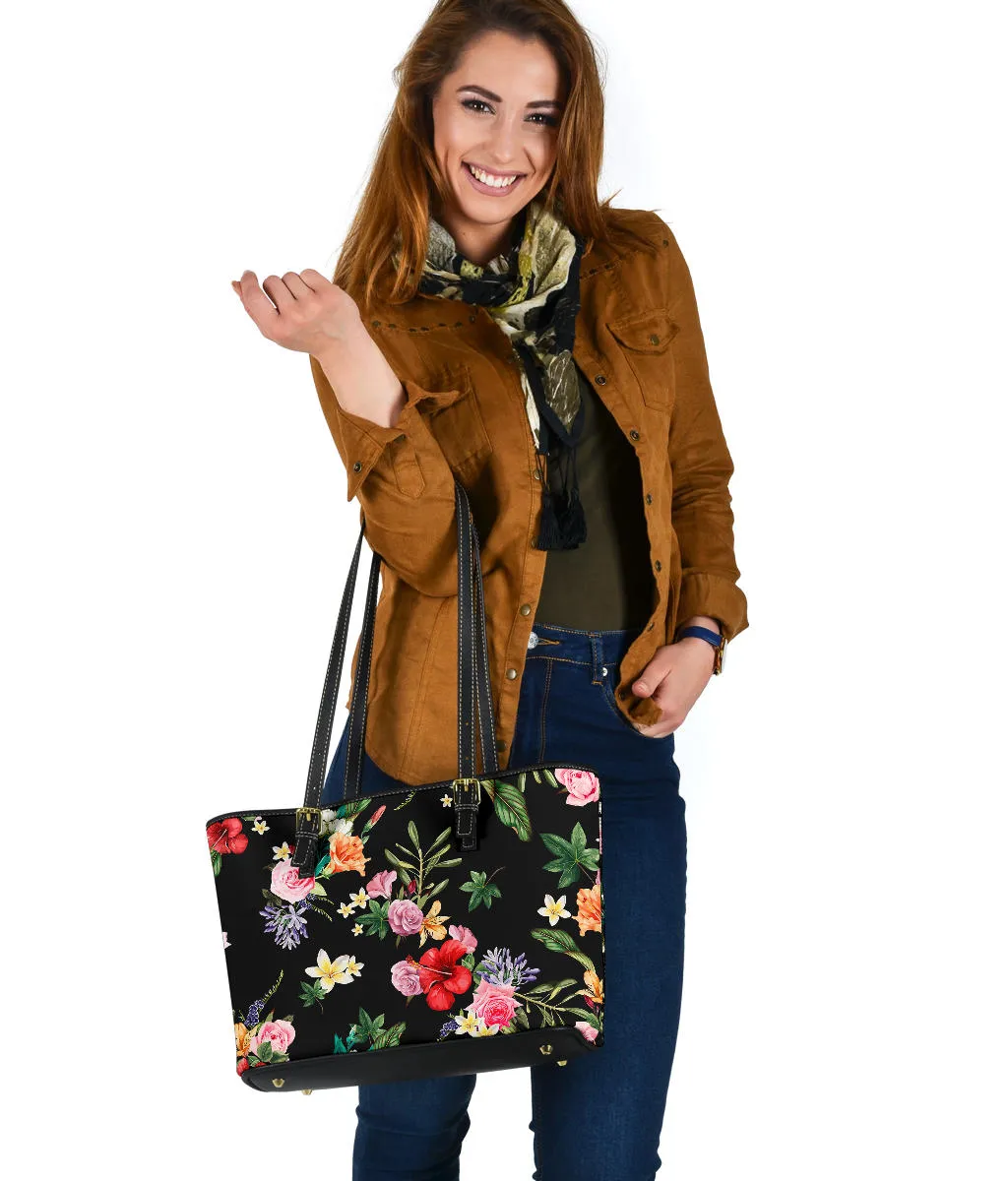 Black Floral Tote Bag