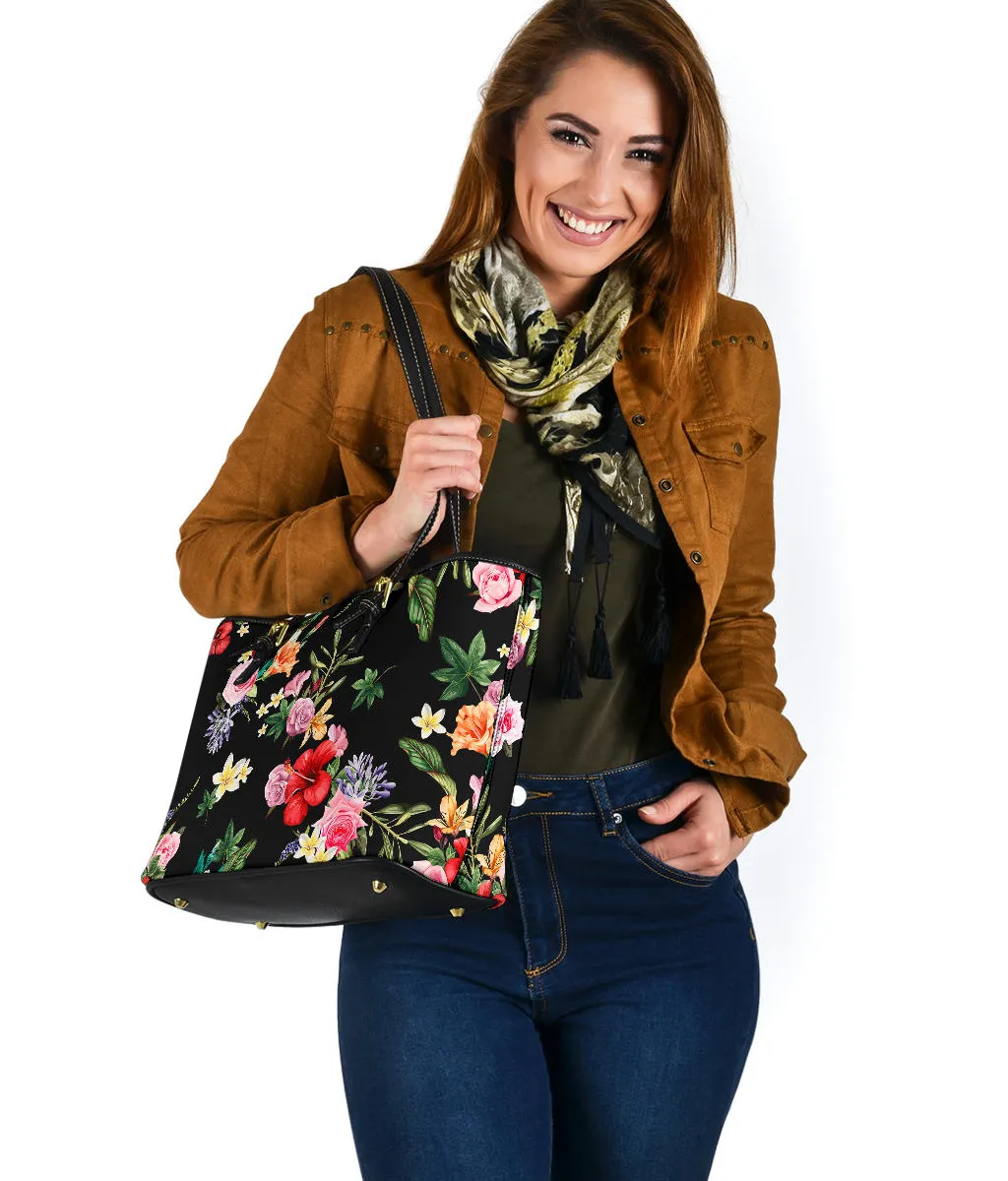 Black Floral Tote Bag