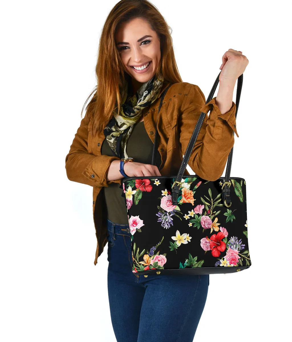 Black Floral Tote Bag