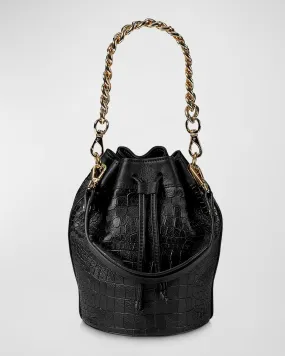 Brooklyn Croc-Embossed Bucket Bag