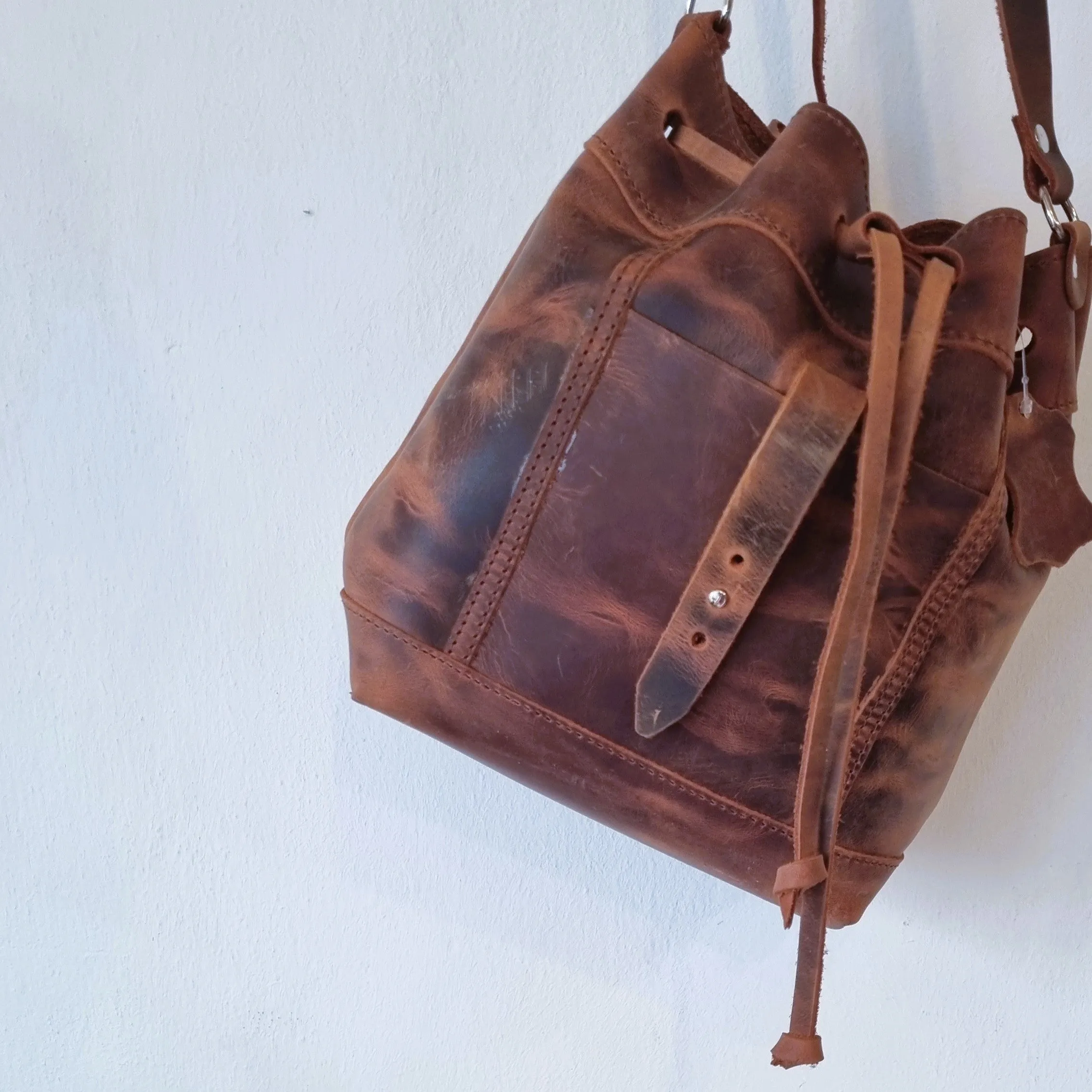 Brown bucket bag