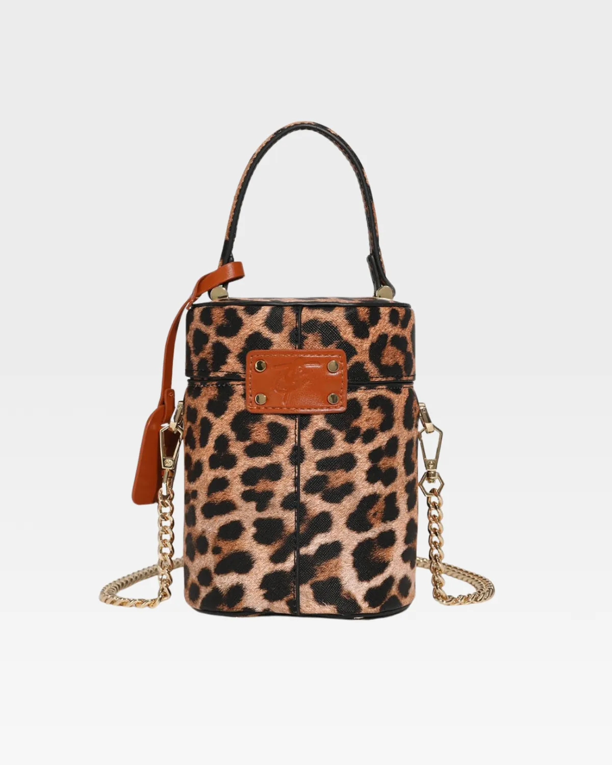 Brown Leopard Mini Barrel Purse