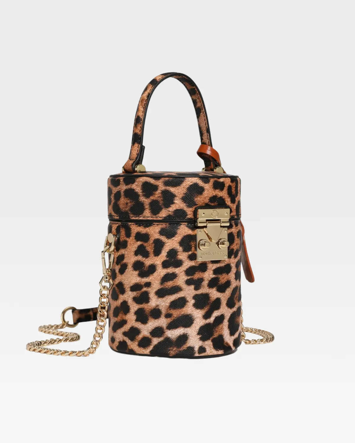 Brown Leopard Mini Barrel Purse