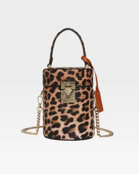 Brown Leopard Mini Barrel Purse