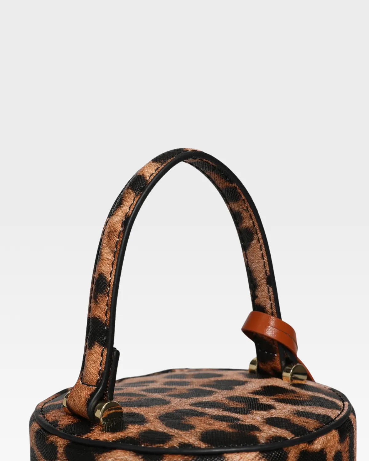 Brown Leopard Mini Barrel Purse