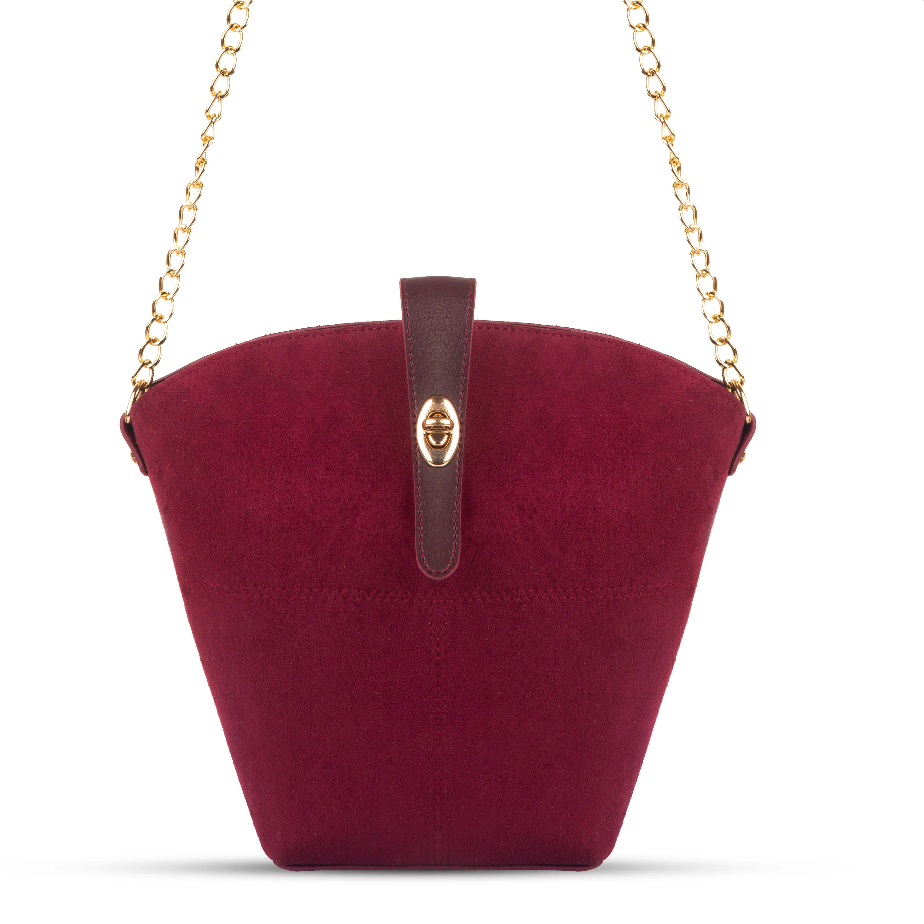 Bucket Suede chain bag maroon