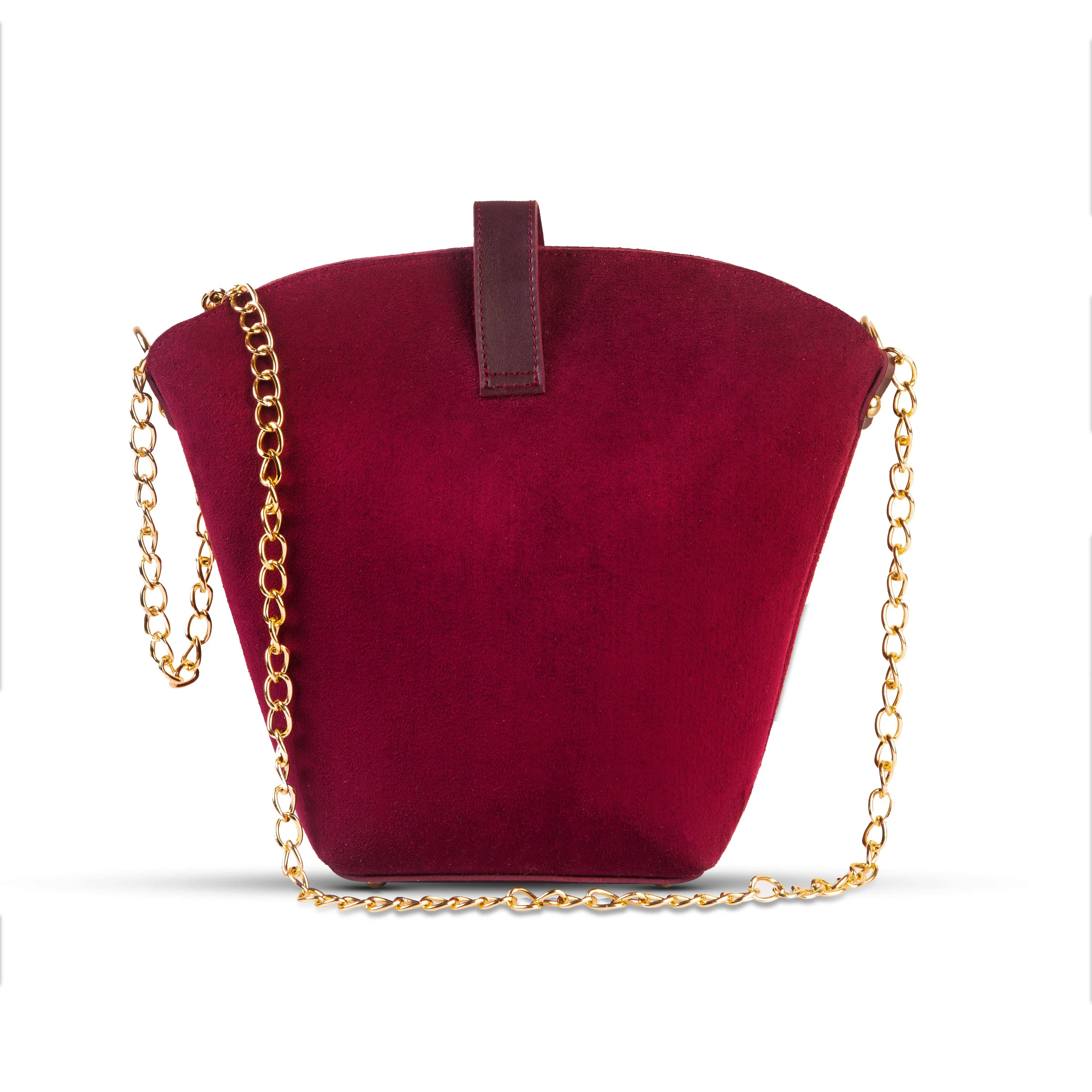 Bucket Suede chain bag maroon