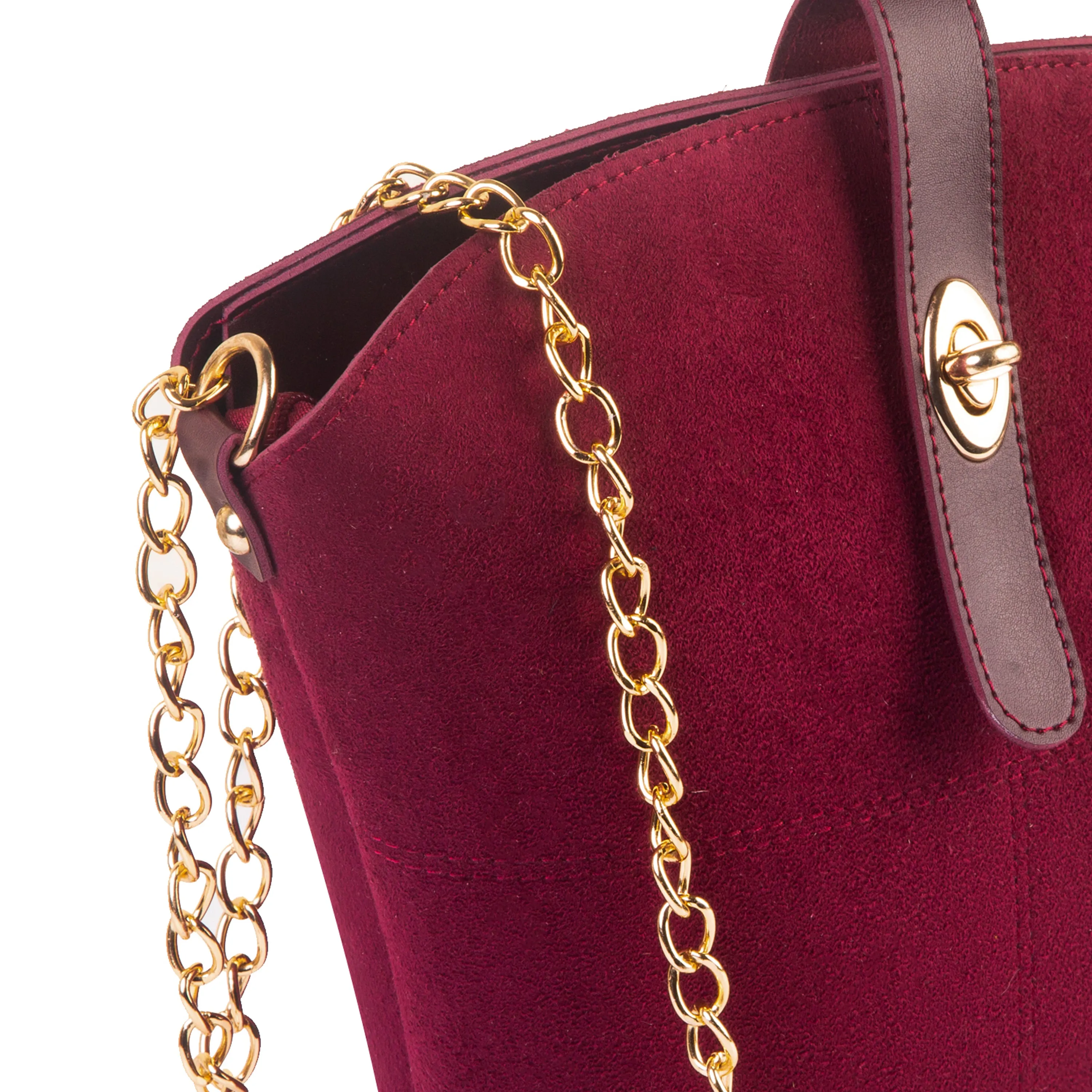 Bucket Suede chain bag maroon