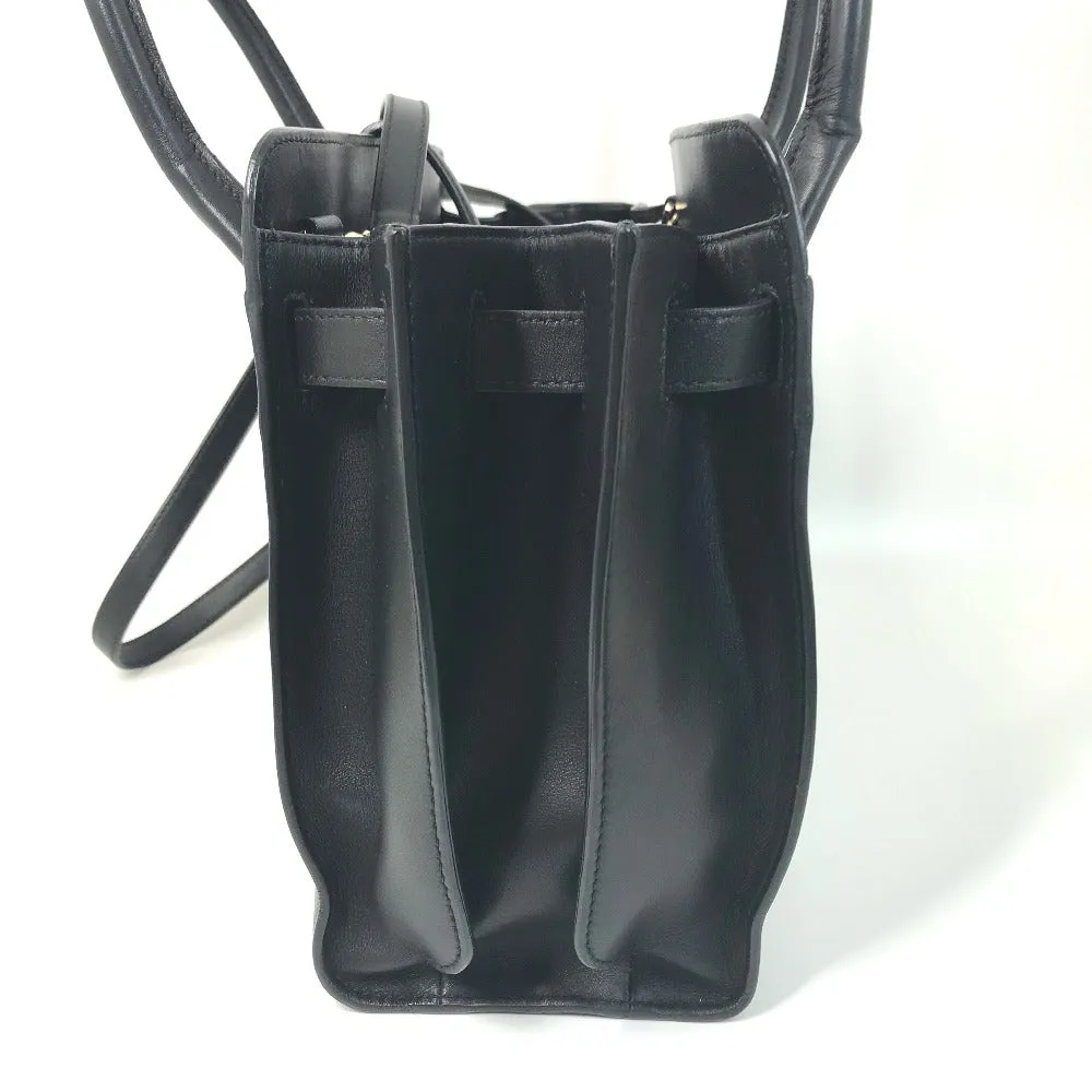 BVLGARI Shoulder Bag leather black Crossbody bag Aruba Women Used Authentic