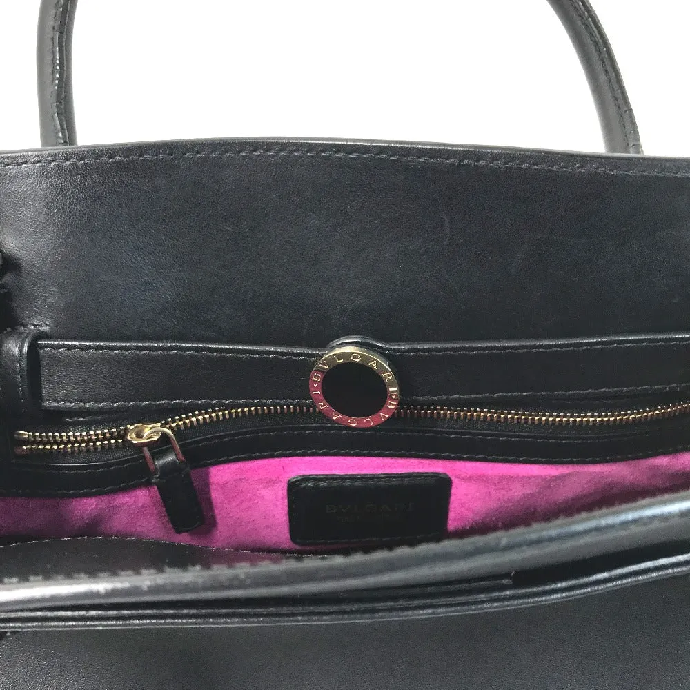 BVLGARI Shoulder Bag leather black Crossbody bag Aruba Women Used Authentic