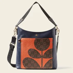 Navy Puzzle Flower Carrymax Bucket Bag - Stylish and Versatile Handbag