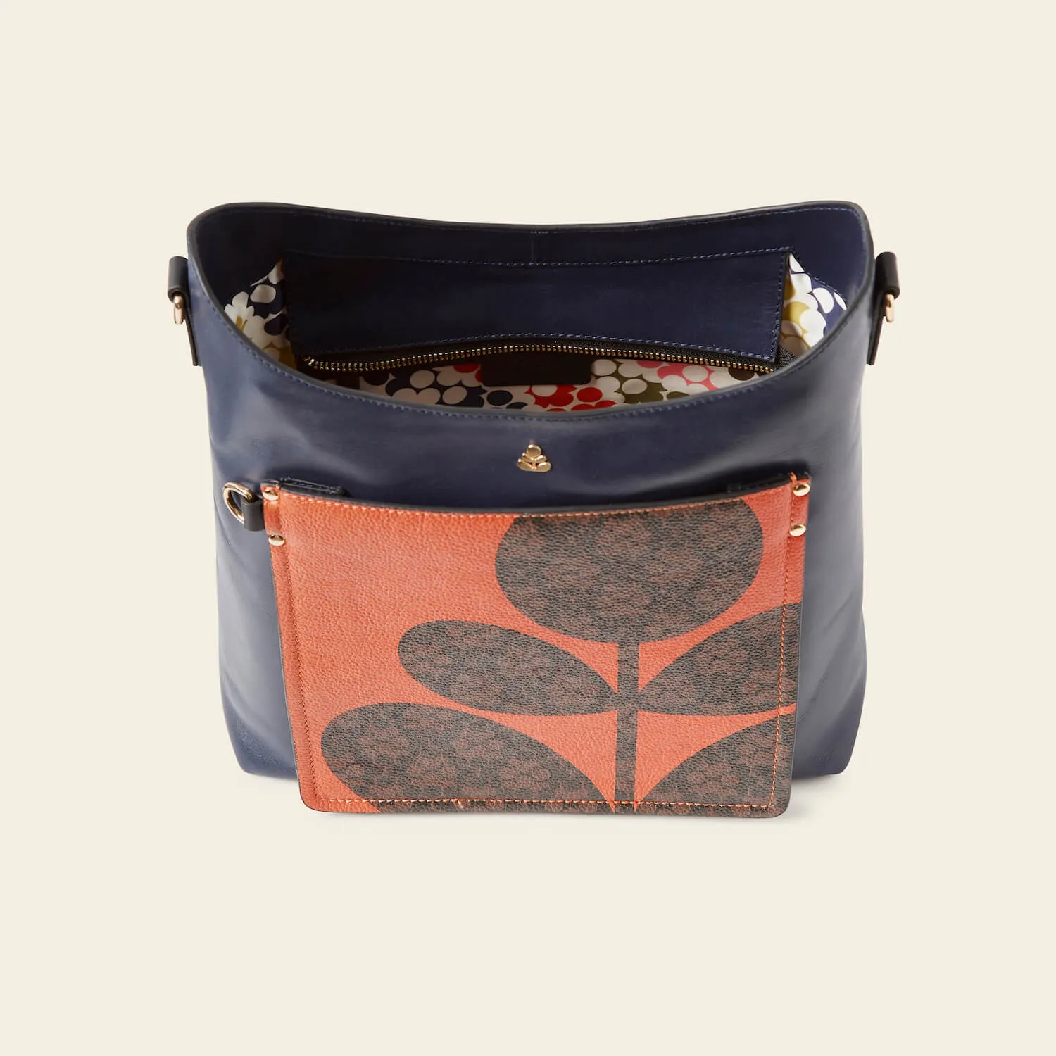 Navy Puzzle Flower Carrymax Bucket Bag - Stylish and Versatile Handbag