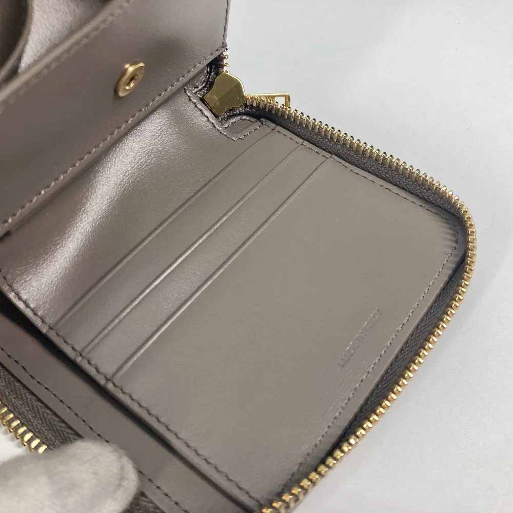 CELINE Folded wallet 10L203BEL.10BL leather gray Compact wallet Small Zip Wallet Essential Women Used Authentic