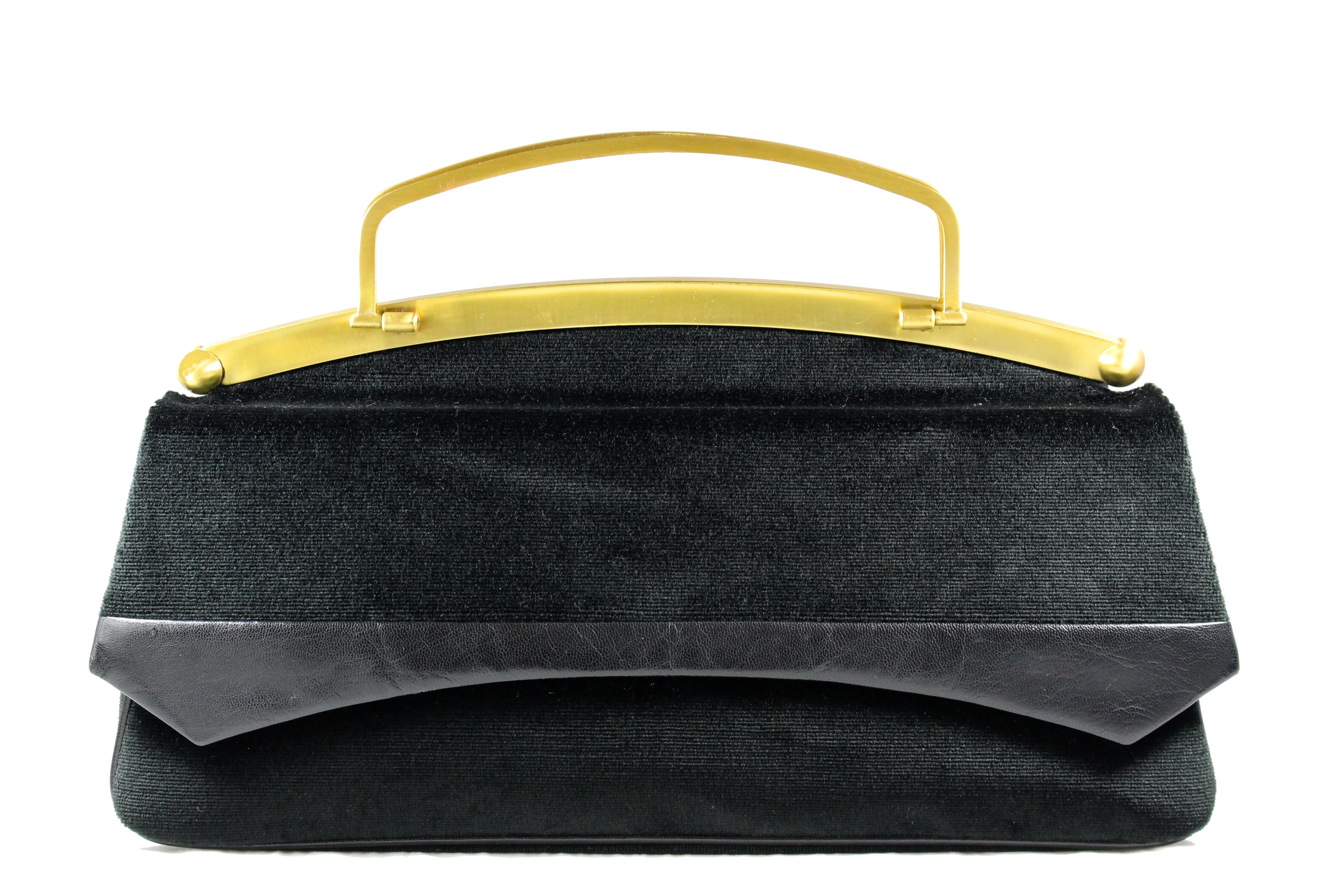 CHIMAS black velvet handbag with metal handles