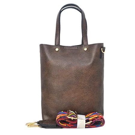 Chocolate Brown Faux Leather NGIL Bucket Handbag