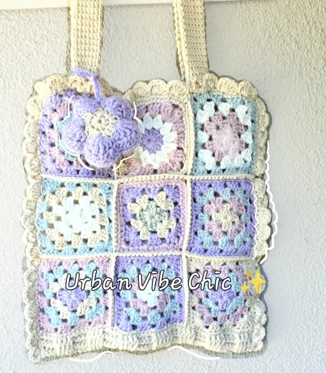 Crochet Tote Bag, Crochet Shoulder Bag - Cotton Candy