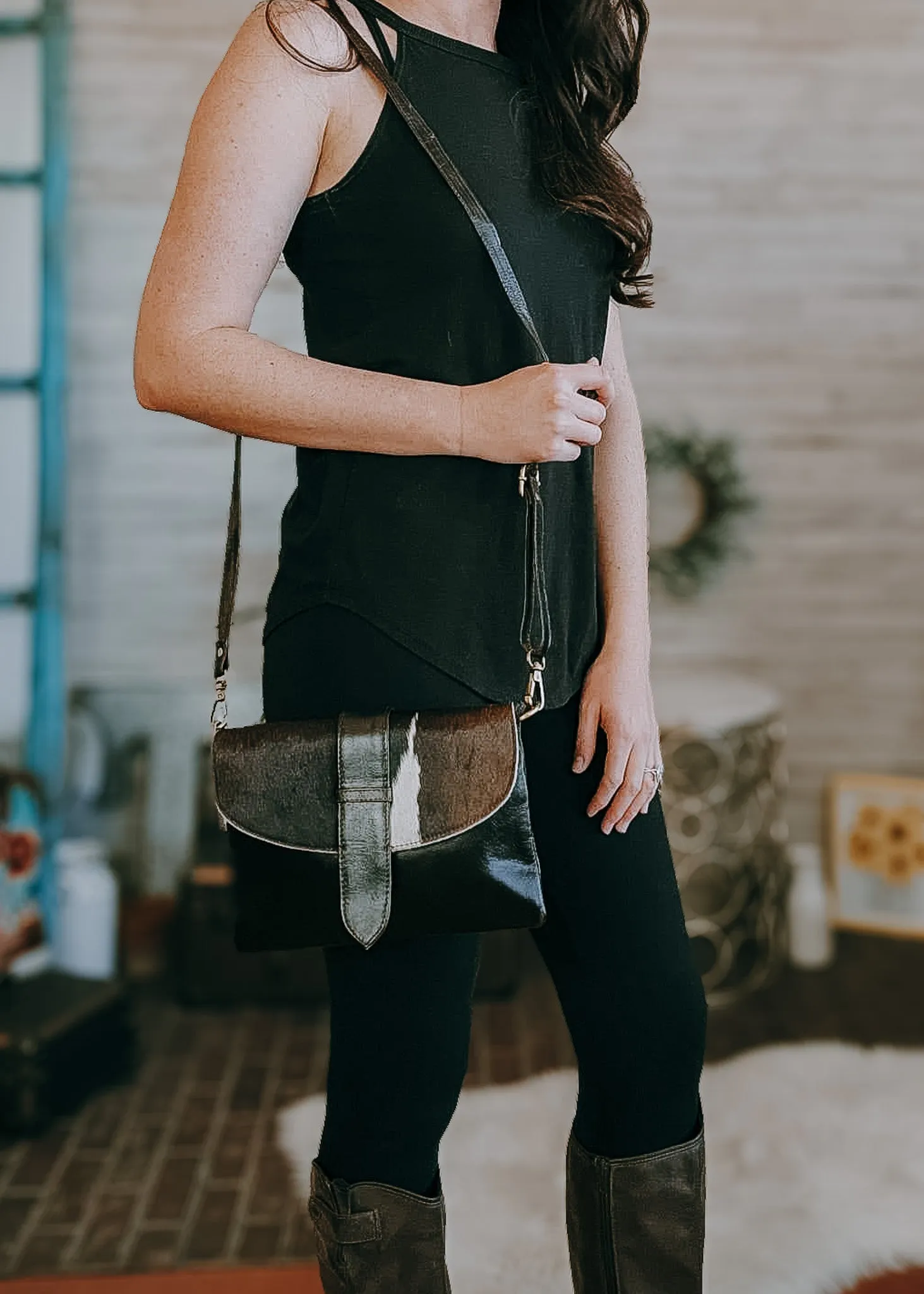 Dark Brown Simply Chic Cowhide Handbag