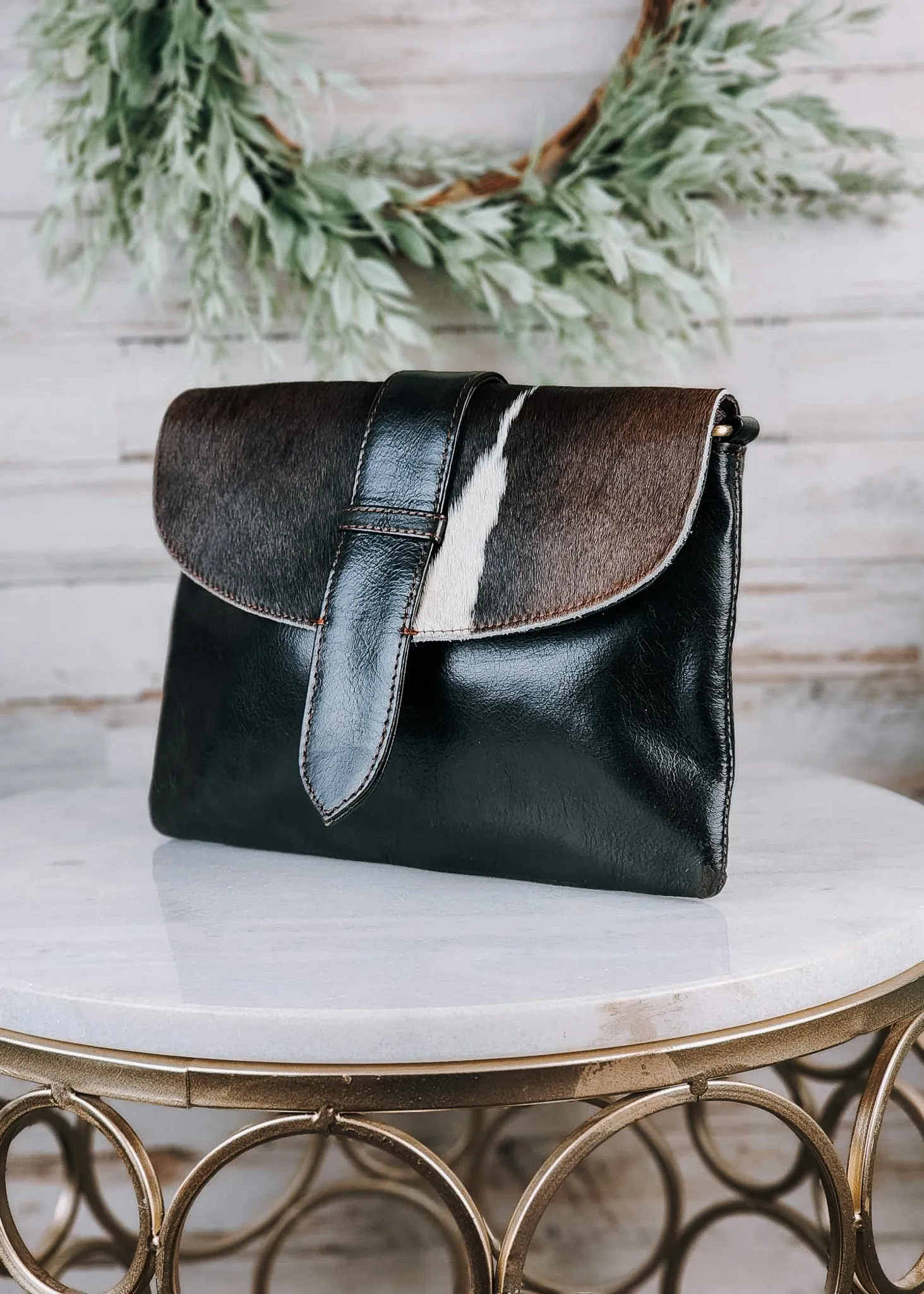 Dark Brown Simply Chic Cowhide Handbag