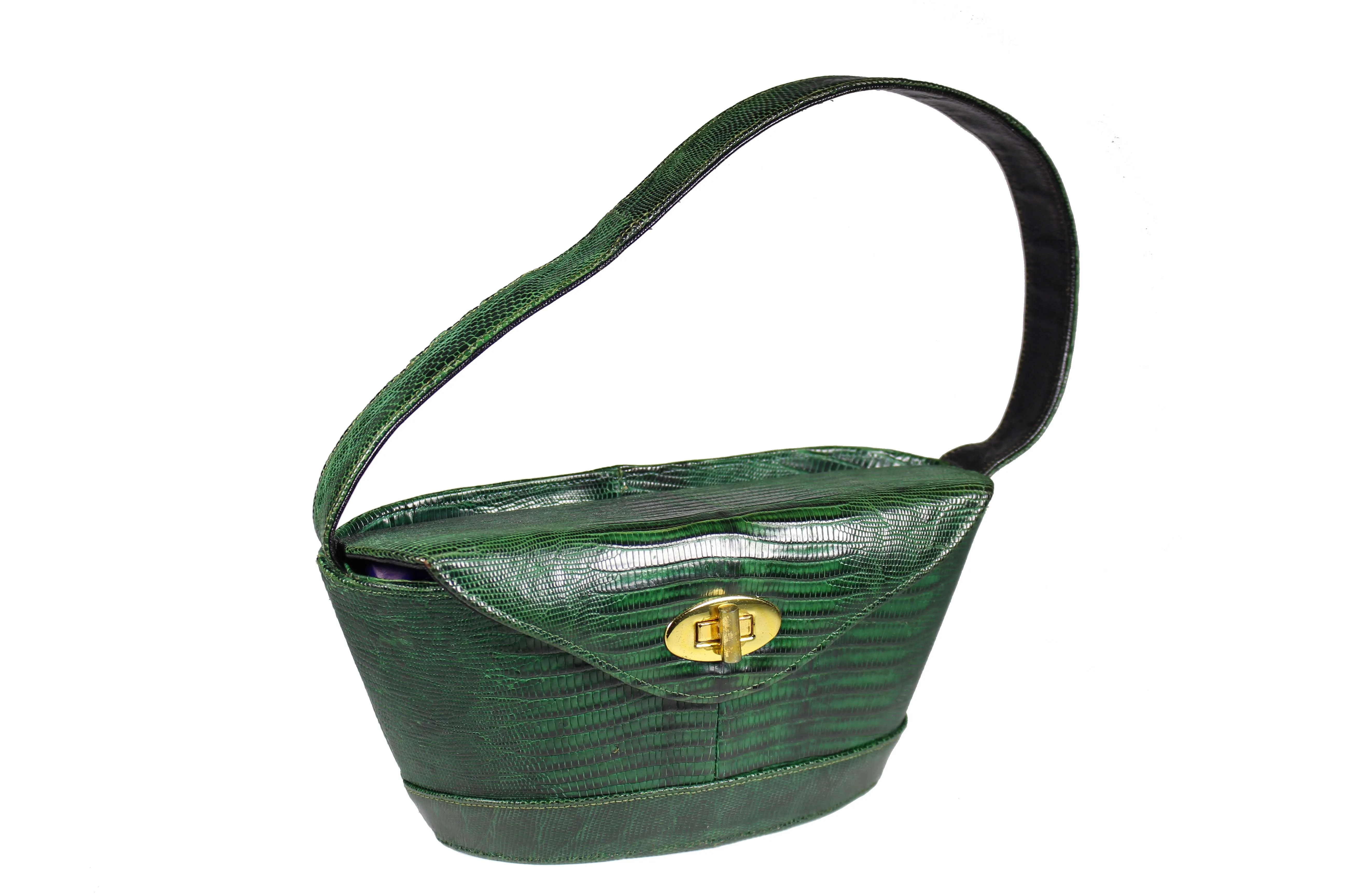 DEITSCH green lizard skin handbag