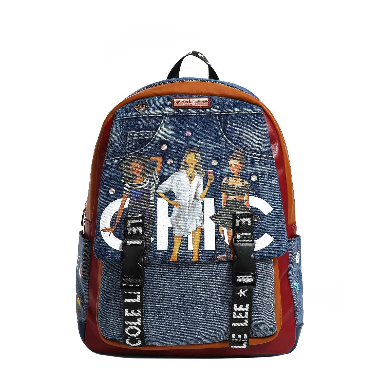 DENIM LARGE FLAP BACKPACK