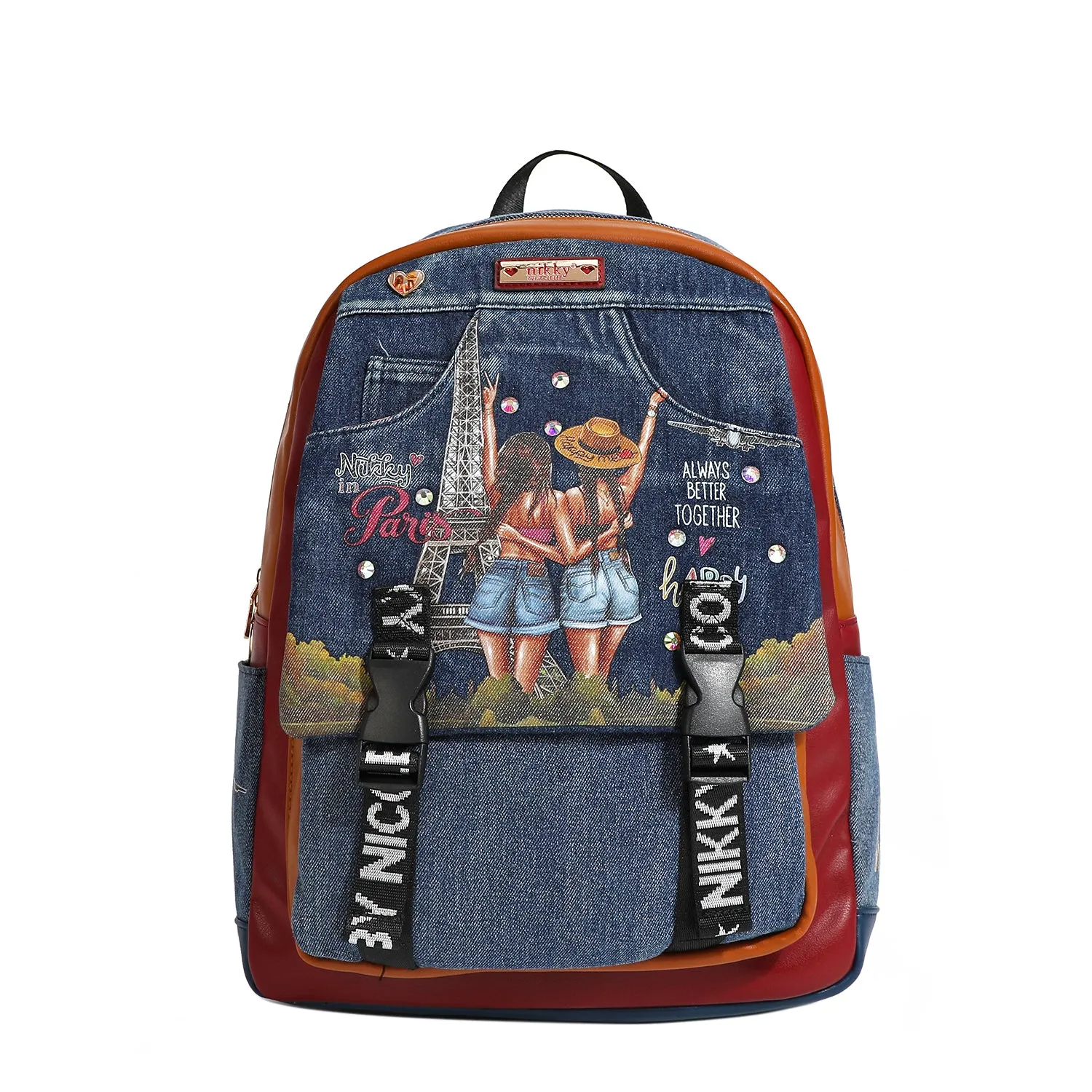 DENIM LARGE FLAP BACKPACK