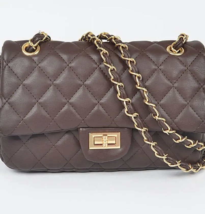 DIAMOND DESIGN QUILTED HANDBAG