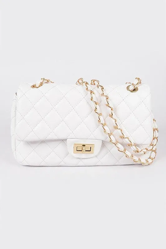 DIAMOND DESIGN QUILTED HANDBAG