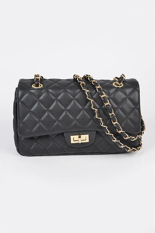 DIAMOND DESIGN QUILTED HANDBAG