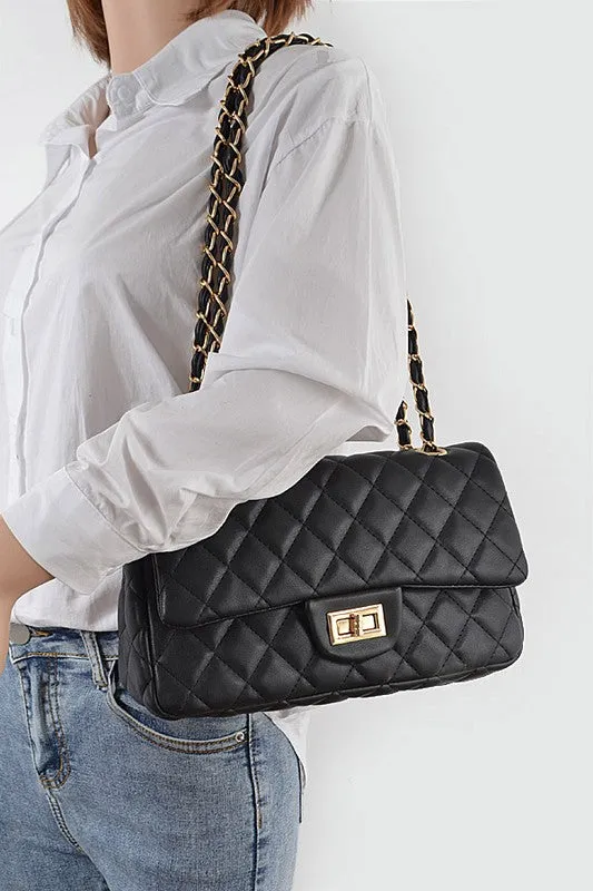 DIAMOND DESIGN QUILTED HANDBAG