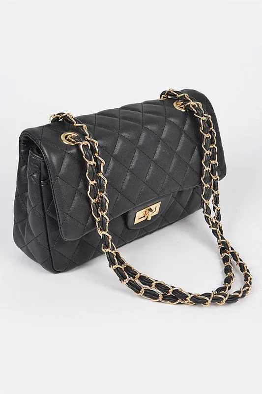 DIAMOND DESIGN QUILTED HANDBAG