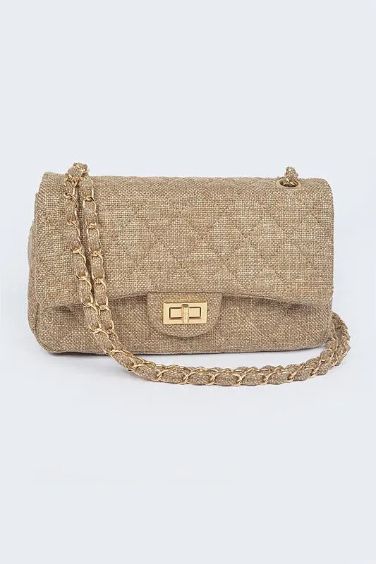 DIAMOND DESIGN QUILTED HANDBAG