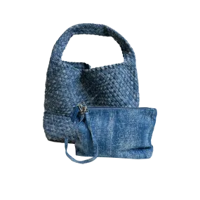 Diana Woven Denim Slouchy Shoulder Bag