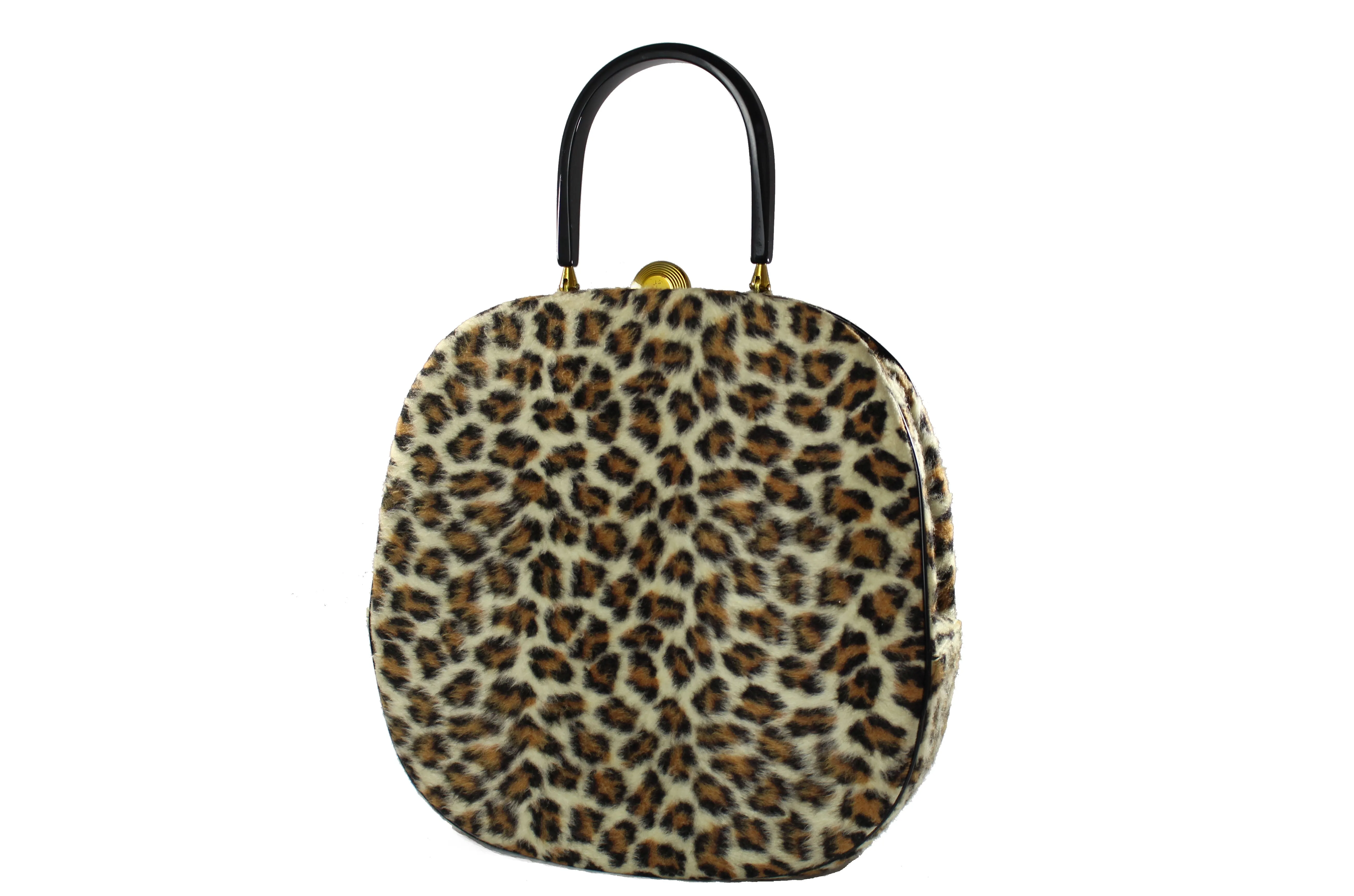 EMPRESS leopard print handbag with lucite handle