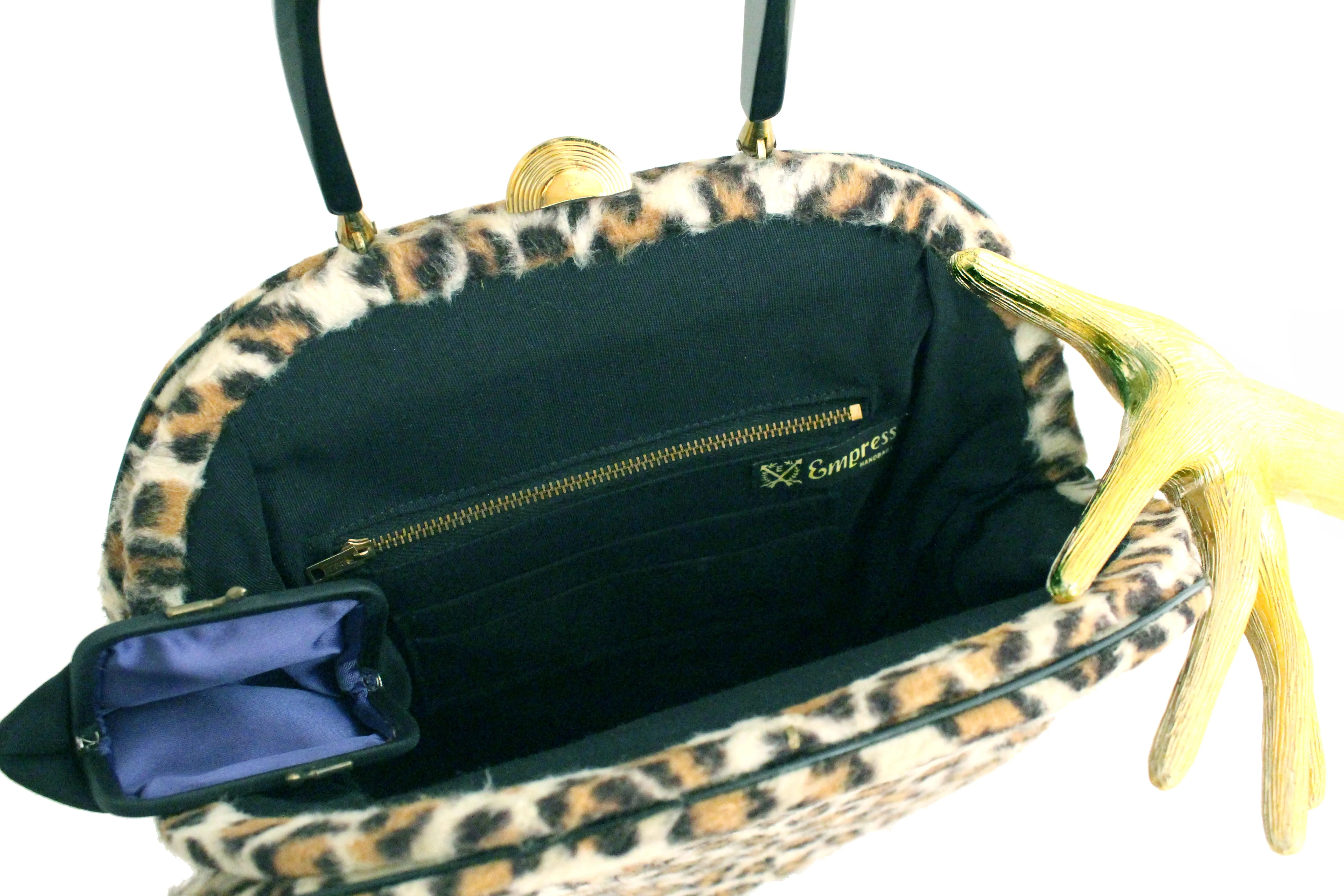 EMPRESS leopard print handbag with lucite handle