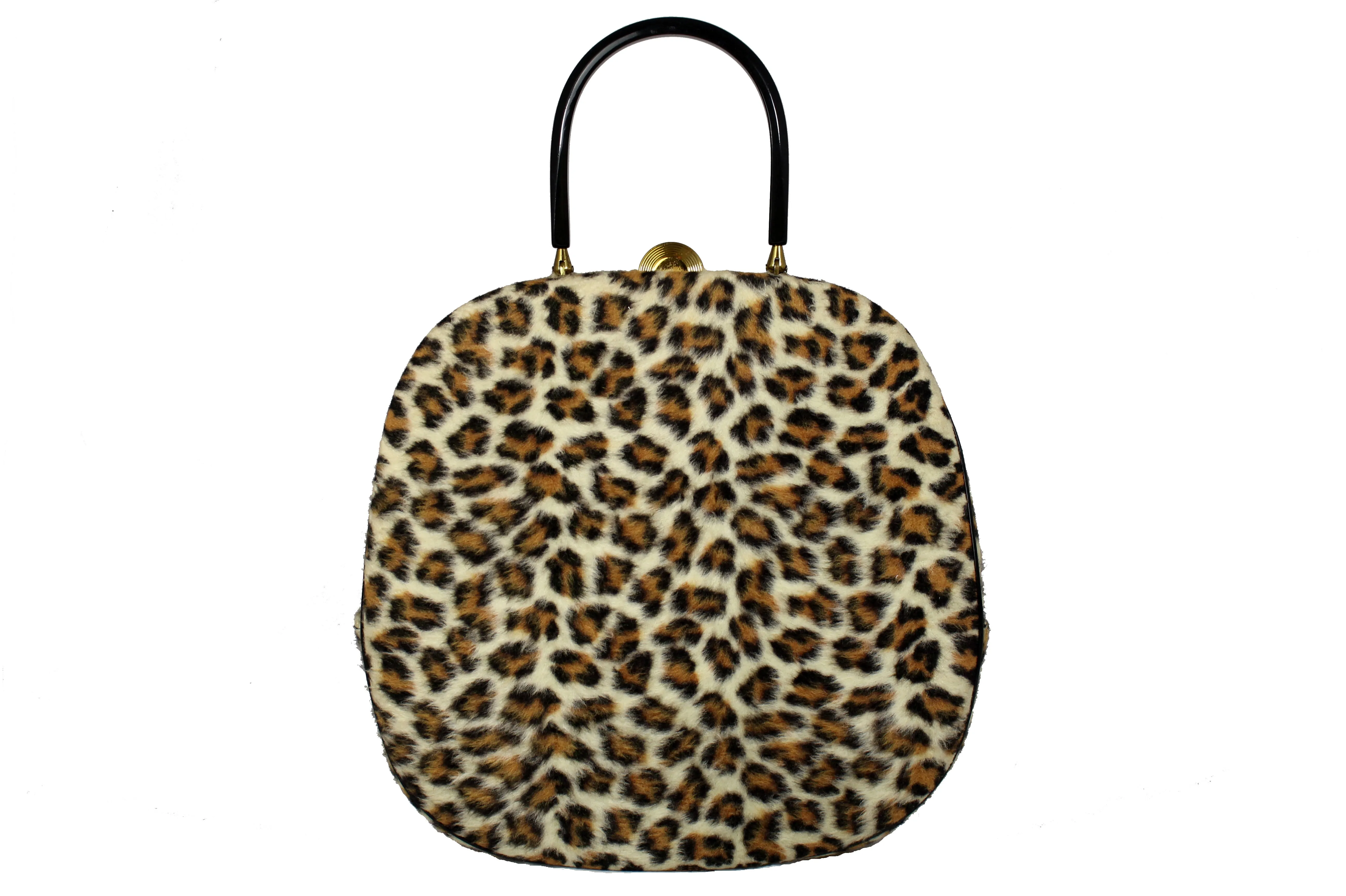 EMPRESS leopard print handbag with lucite handle