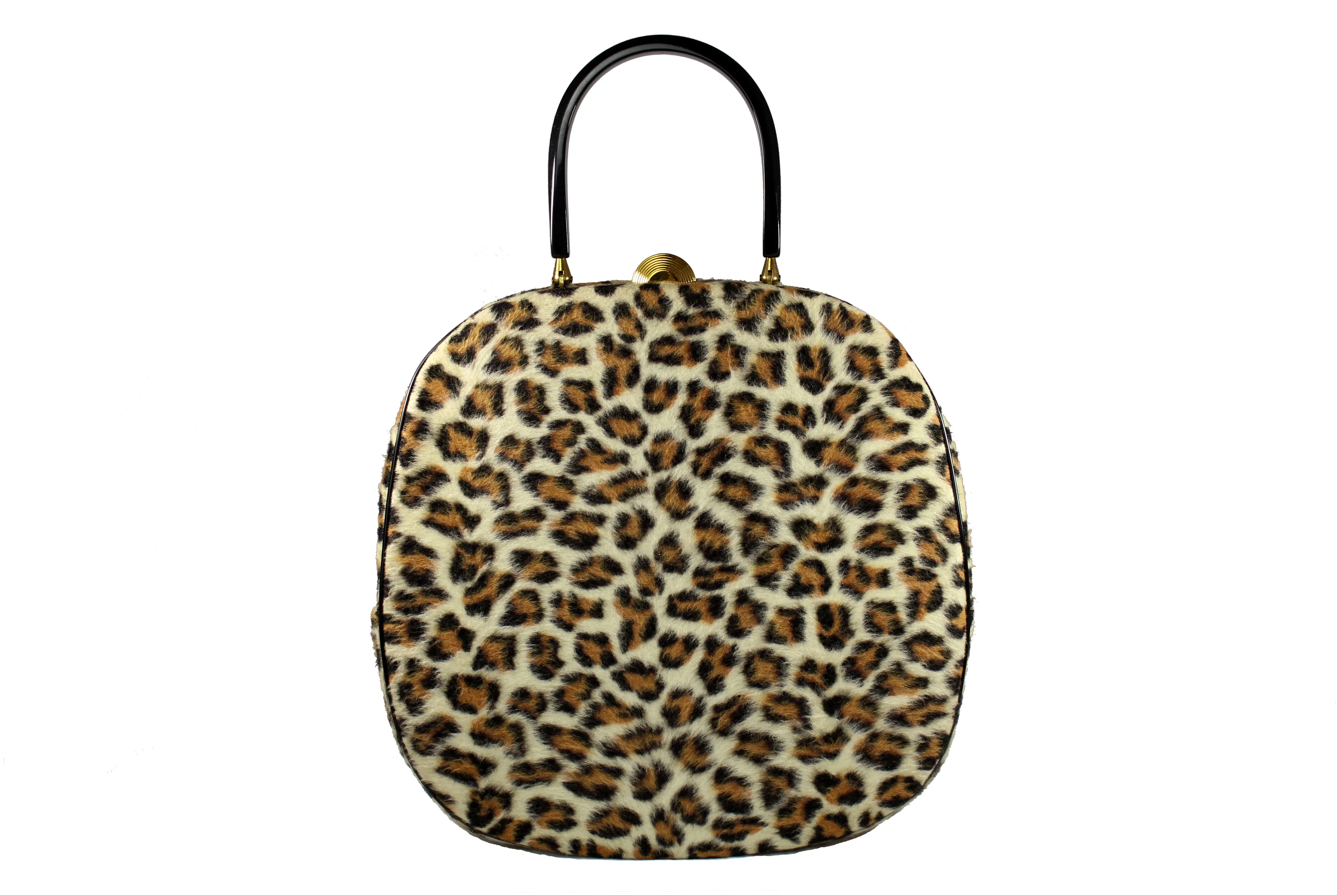 EMPRESS leopard print handbag with lucite handle