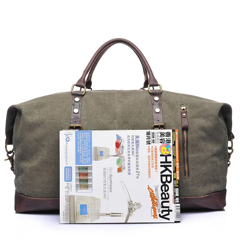 Explorer Canvas Genuine Leather Weekender Duffle bag