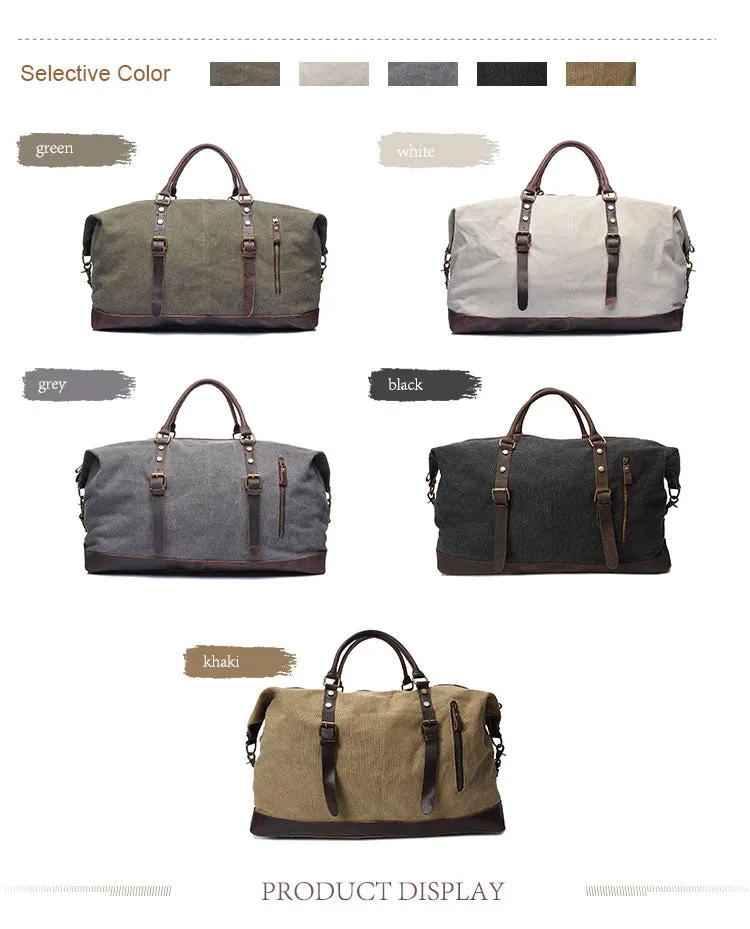 Explorer Canvas Genuine Leather Weekender Duffle bag