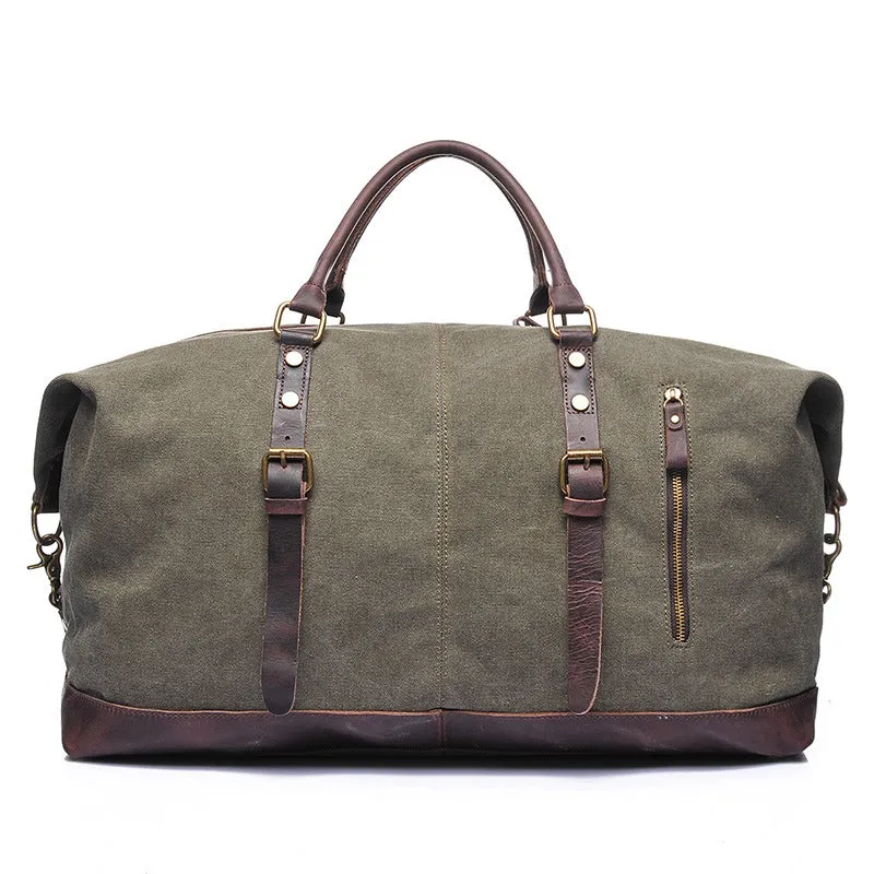 Explorer Canvas Genuine Leather Weekender Duffle bag