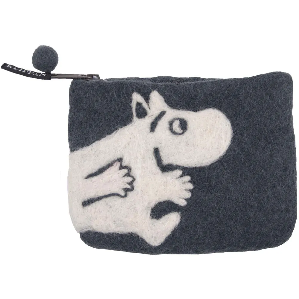 Felted Purse Moomin Running Grey