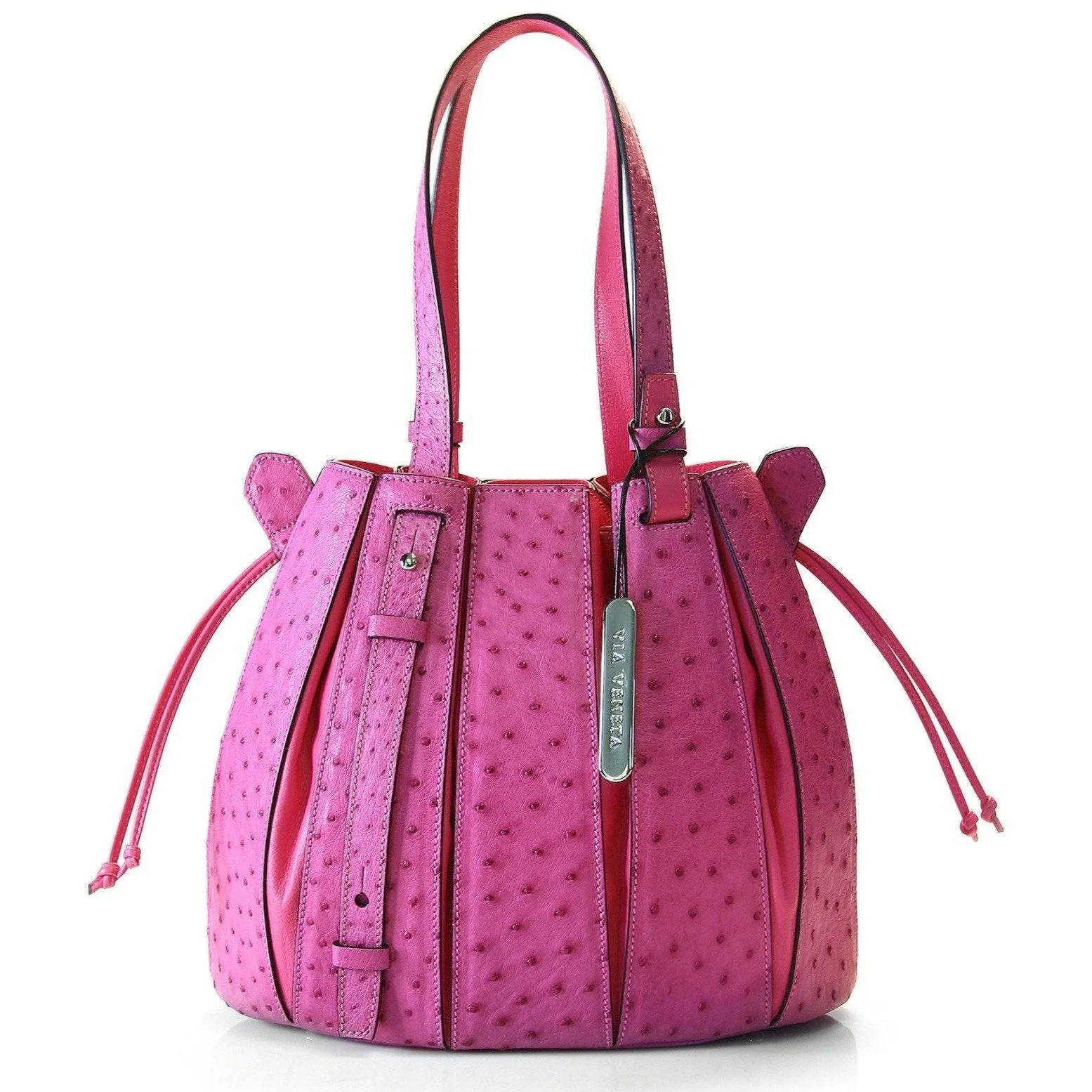 Fern Ostrich Leather Quill Handbag Pink